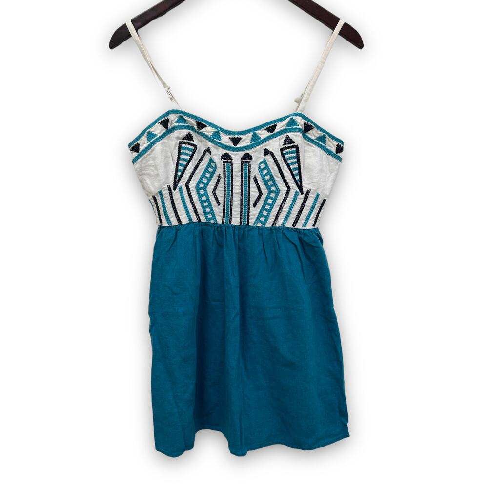 Staring at Stars Embroidered Linen Sweetheart Tank Top Size 4